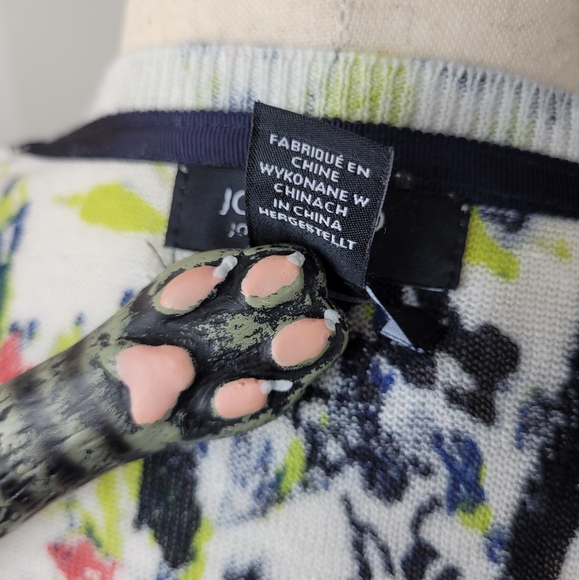 Jones & Co New York women's Cardigan- LARGE- 3/4 Sleeve cream Linen floral print - Picture 12 of 12